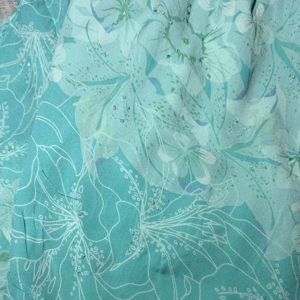 Adrianna Papell Mint Floral High Low Skirt Vintage Size 22W - Picture 6 of 8